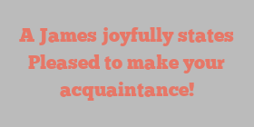 A  James joyfully states Pleased to make your acquaintance!