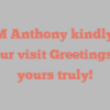 Ann M Anthony kindly asks for your visit Greetings from yours truly!