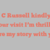 Joyce C Russell kindly asks for your visit I’m thrilled to share my story with you!