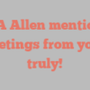 M A Allen mentions Greetings from yours truly!
