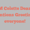 M Colette Dean mentions Greetings everyone!