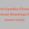 Maria Cynthia Florendo mentions Greetings from yours truly!