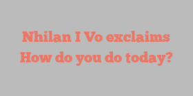 Nhilan I Vo exclaims How do you do today?