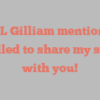 Shari L Gilliam mentions I’m thrilled to share my story with you!